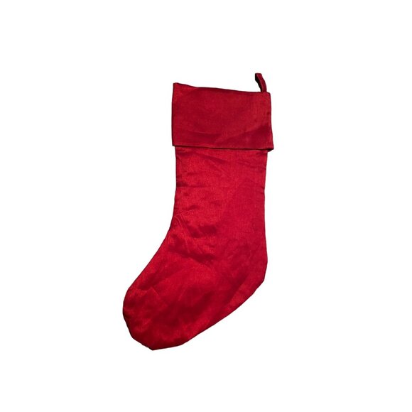 Red Holiday Christmas Stocking Sock With Gold Sequins - 8” x 18”- Festive Decor - Picture 2 of 7